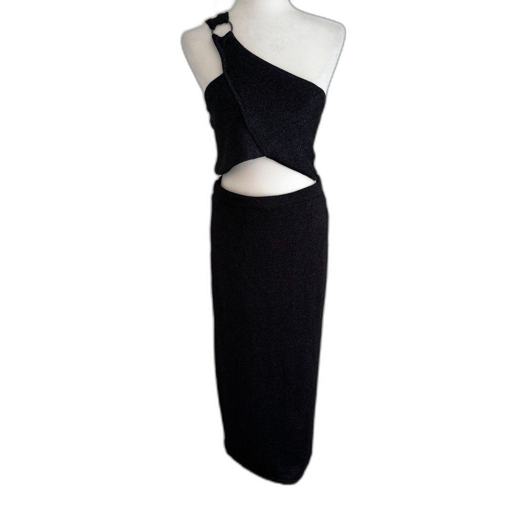 House of Harlow | Black Crop Top & Maxi Skirt Set One Shoulder Size Medium NWT